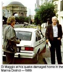 Joe Di Maggio at his earthquake-damaged home in San Francisco's Marina District